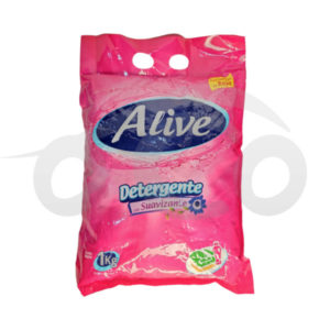 DETERGENTE CON SUAVIZANTE ALIVE ROSADO (POLVO) (1Kg x 12)