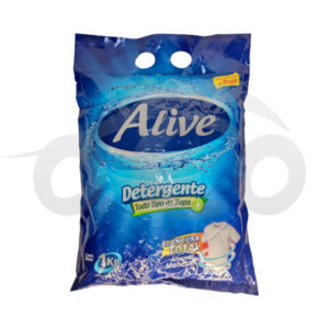 DETERGENTE CON BLANQUEADOR ALIVE AZUL (POLVO) (1Kg x 12)