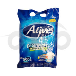 DETERGENTE CON BLANQUEADOR ALIVE AZUL (POLVO) (500 Gr. x 24)